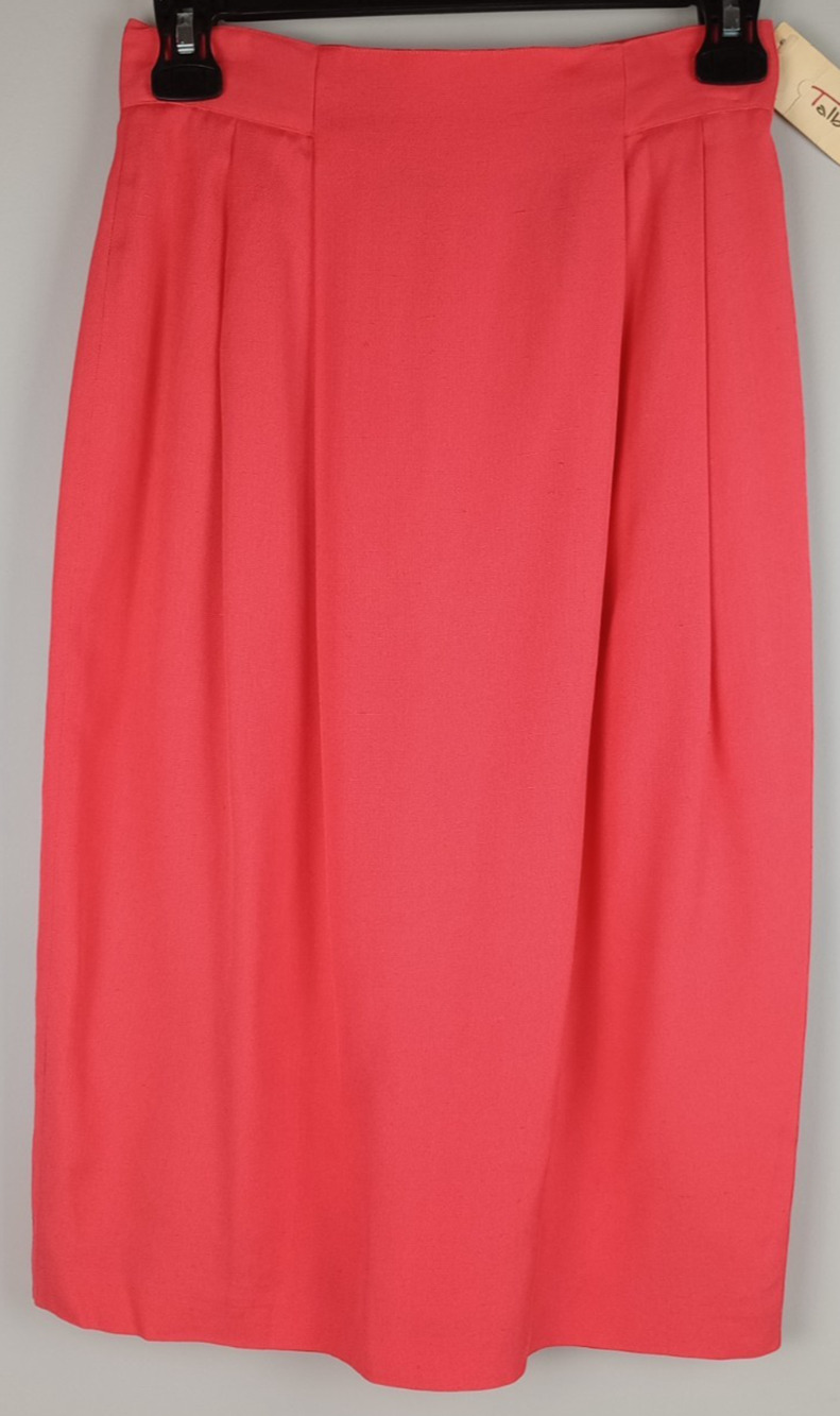 VTG NWT Talbots Womens 4 Dark Salmon Button Zip Satin Lining Midi Pencil Skirt